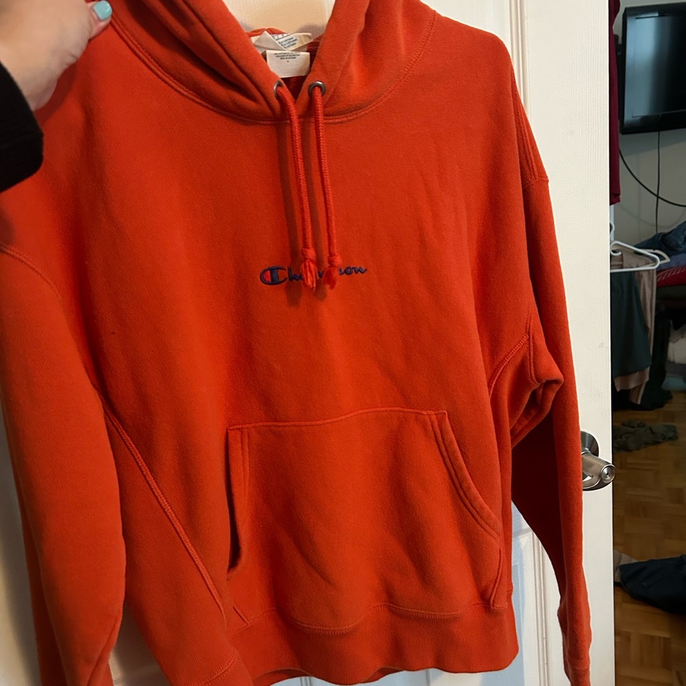 Champion Orange Sweater Vibrant Cotton Blend- Size Large